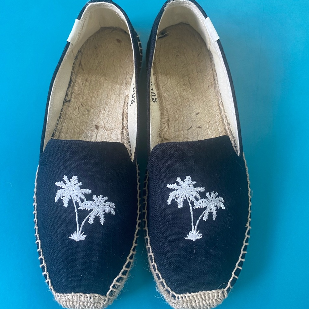 Black Palm Tree - Soludos Espadrilles -size 8